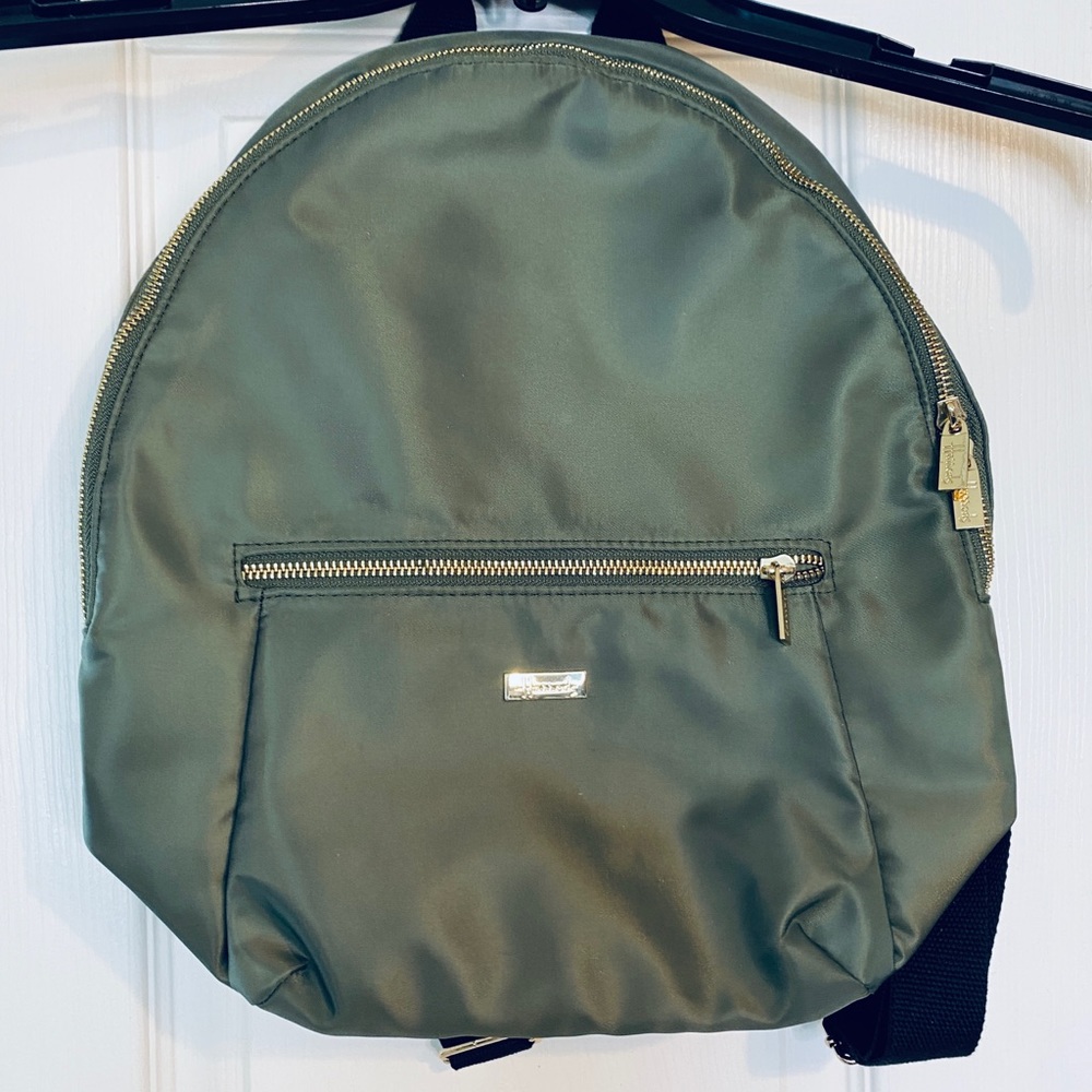 Harrods olive green backpack.